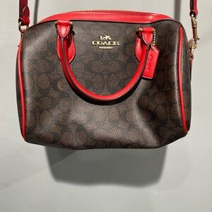 Coach Red and Brown Satchel Bag